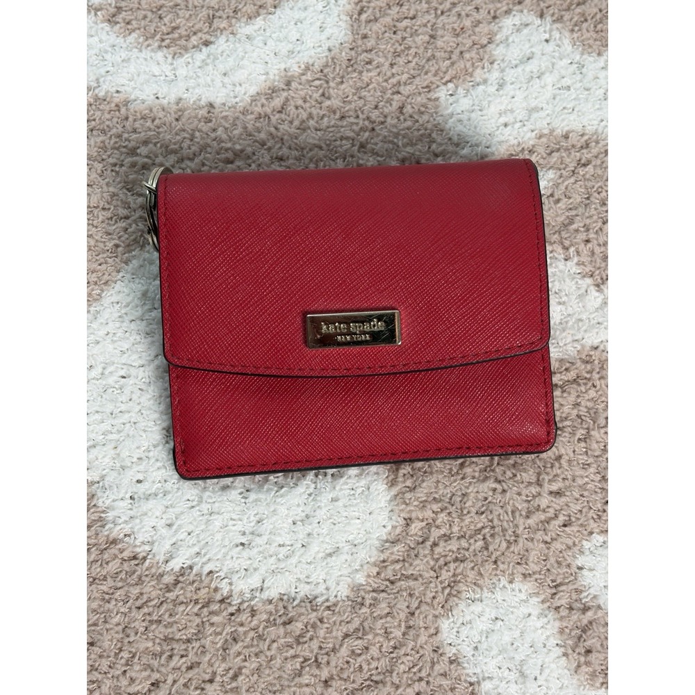 KATE SPADE Newbury Lane Petty ID Card Coin Key Case Black Leather Pre-owned